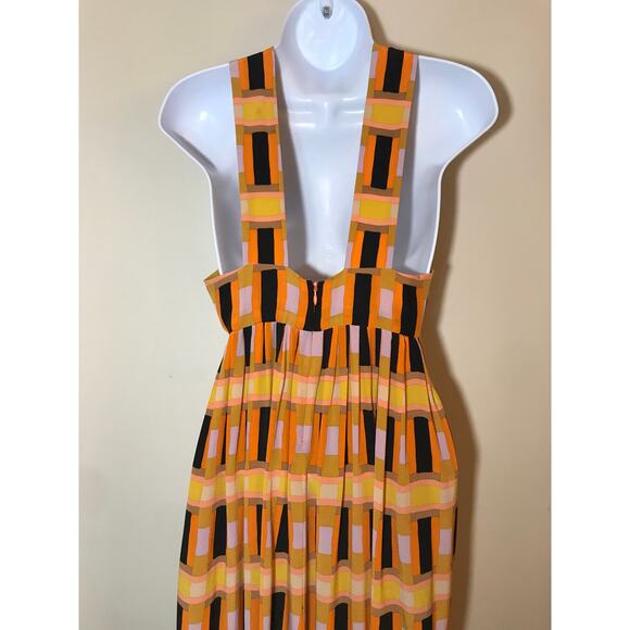 Tracy Reese Geometric Print Halter Hi Low Midi Dress 4 Silk - Picture 6 of 10